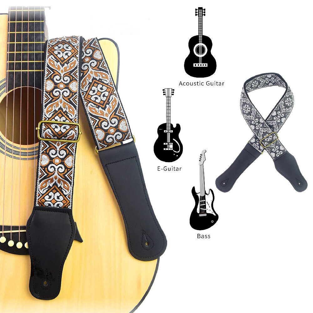 Musical Instrument Types - Tracolla per Chitarra Ricamata Stile Etnico