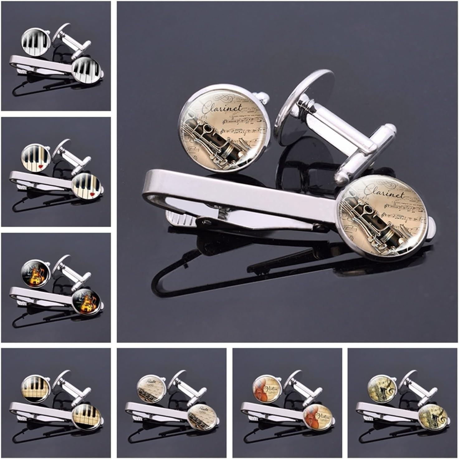 4 Set, Gioielli da Uomo a Tema - Musical Instrument Glass recensione e prezzo
